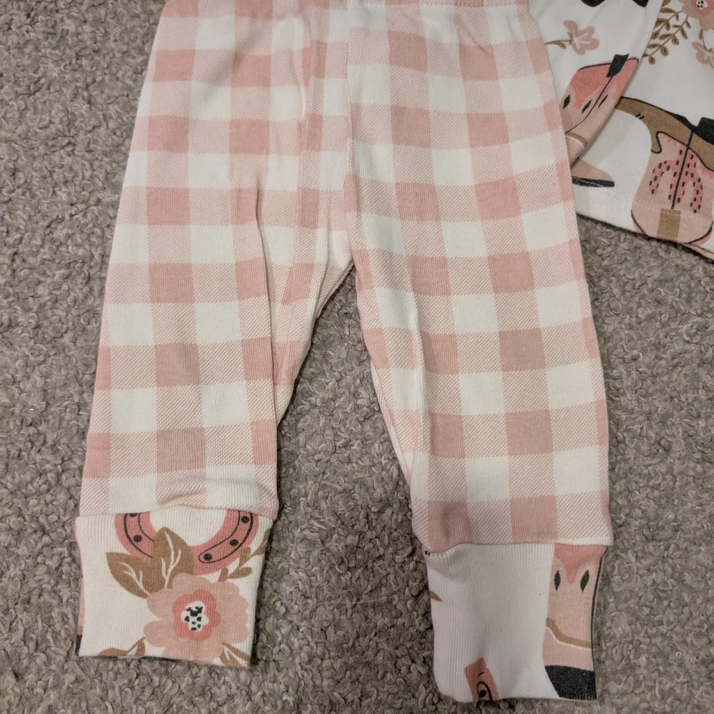 3 For $12 Charming Kids Pajama Set with Floral and Checkered Design - Picture 4 of 8